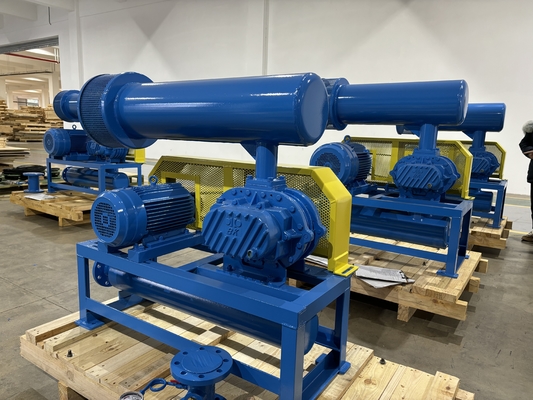 DN200 30-132 kw 10-80 kpa রুটস রোটারি লোব ব্লোয়ার এয়ার কুলিং নীল রঙ