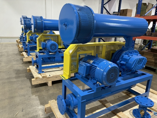 DN200 30-132 kw 10-80 kpa রুটস রোটারি লোব ব্লোয়ার এয়ার কুলিং নীল রঙ